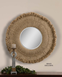 Burlap framed mirror