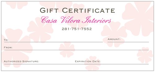 Casa Vilora Interiors Gift Certificate